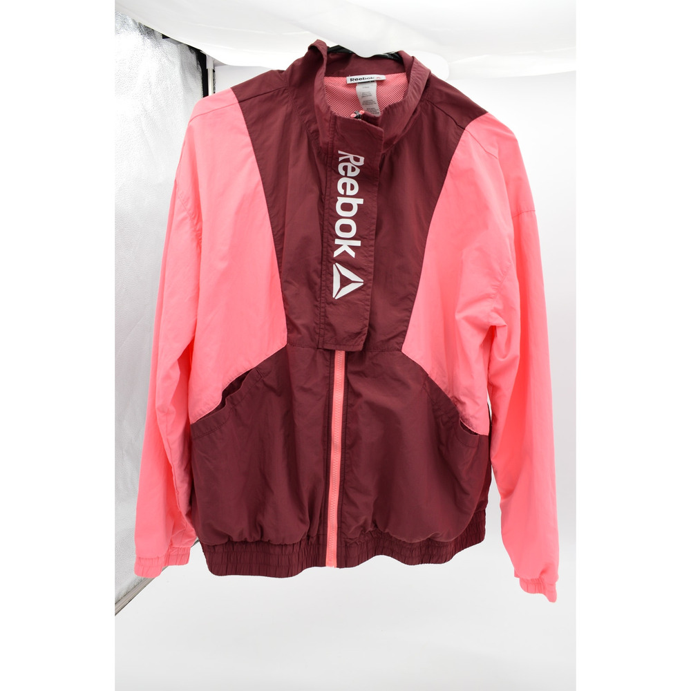 Reebok Pink/Maroon Long Sleeve Full Zip Windbreaker Jacket Women's Size Large